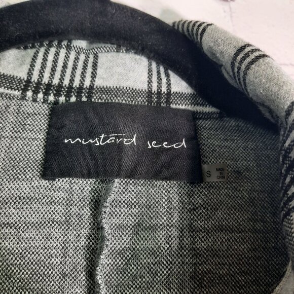 Mustard Seed Black Gray Checkered Jacket Trench Coat - Picture 5 of 10